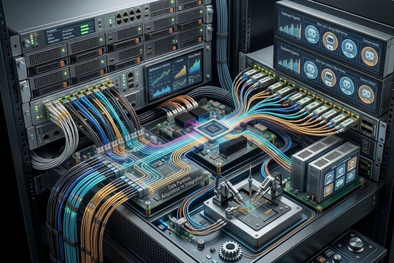 AI technology stack — servers, cloud infrastructure, machine learning and natural language processing powering chatbot solutions