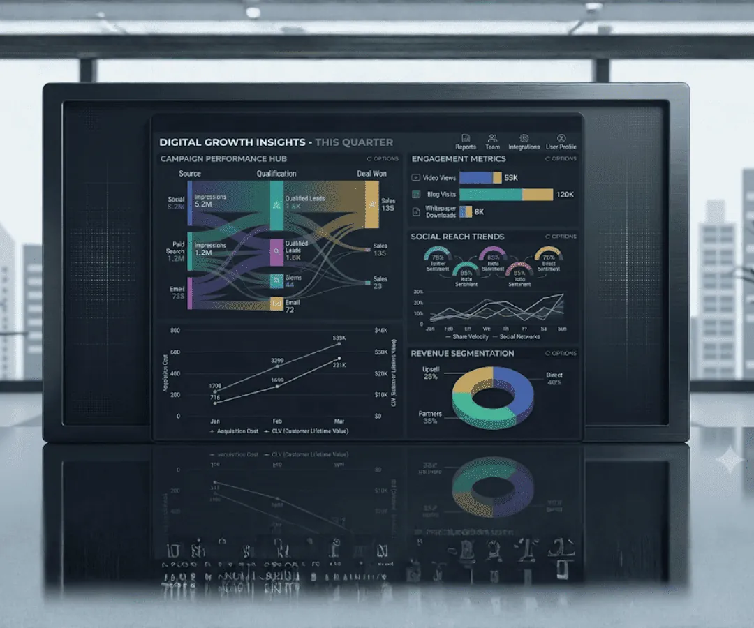 Analytics dashboard with charts graphs and performance metrics